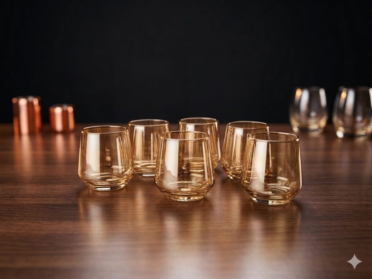 Golden Whiskey Glasses 270 ml – Set of 6 Pcs  - image 1