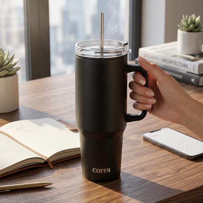 Tumbler with Straw & Side Handle 1.2L - Black - image 1
