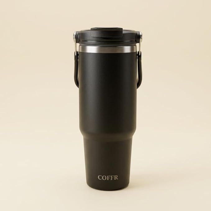 Tumbler with Straw & Top Handle 900ML - Black - image 2