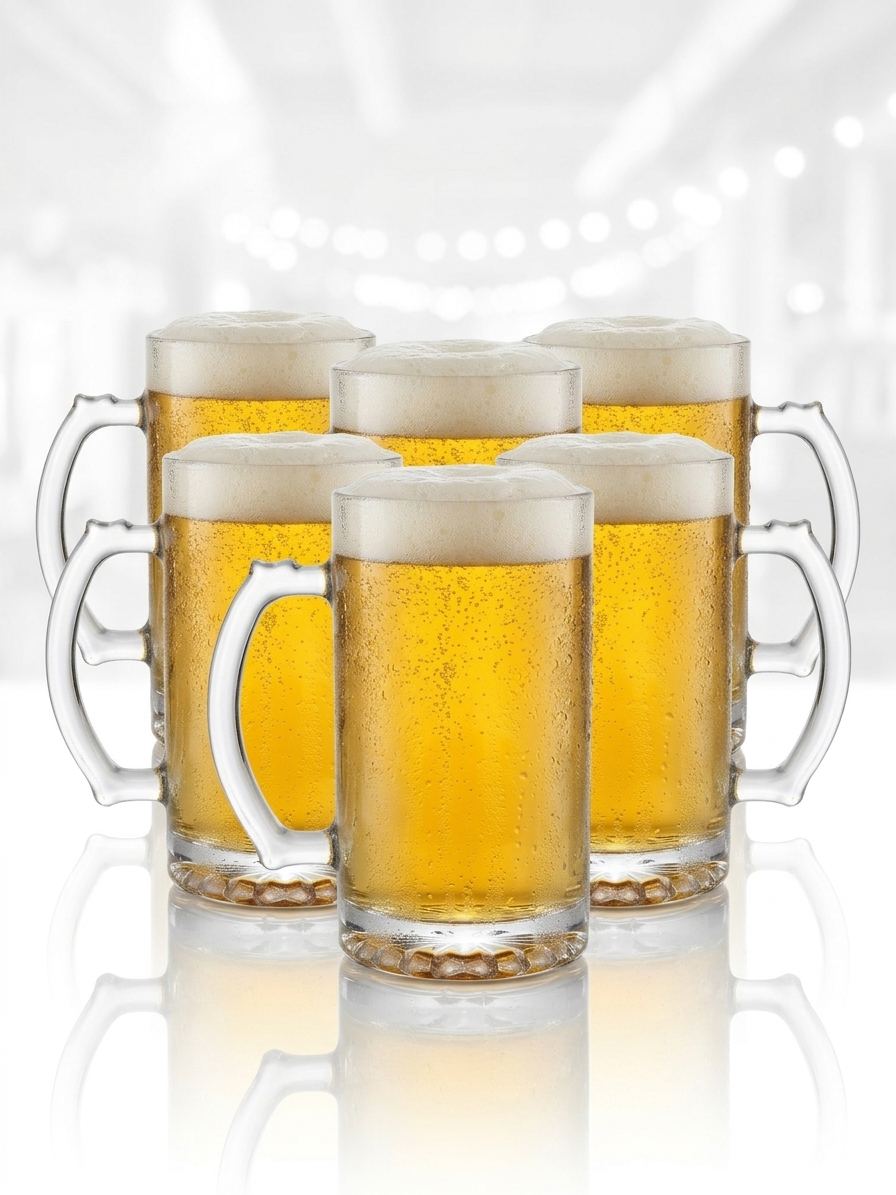 Comfort Notched Grip Beer Mug Set of 6, 440 ml Each - image 1