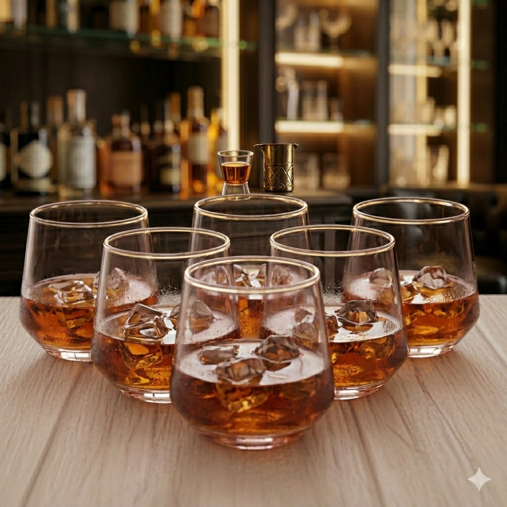 Set of 6 | 370ml Pink Crystal Glasses for Whiskey - image 1