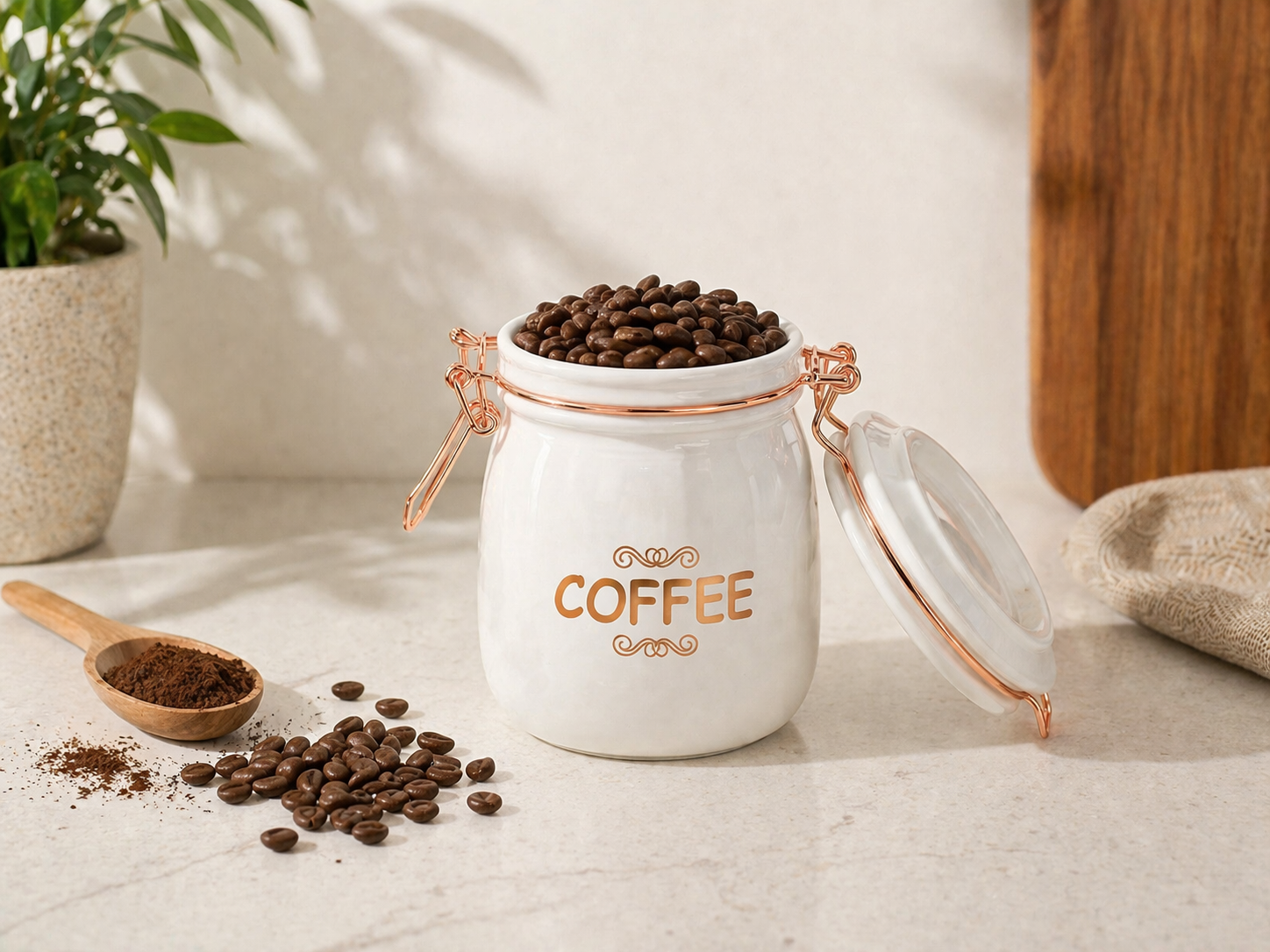 Set of 3 (870 ml Each) – Tea Coffee Sugar Storage Jars White - image 1