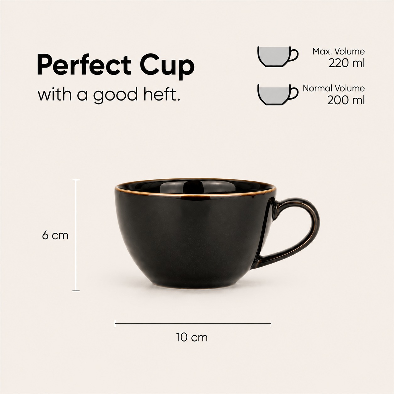 Reactive Black - Set of 1 Ceramic Coffee Cup & Saucer - image 3