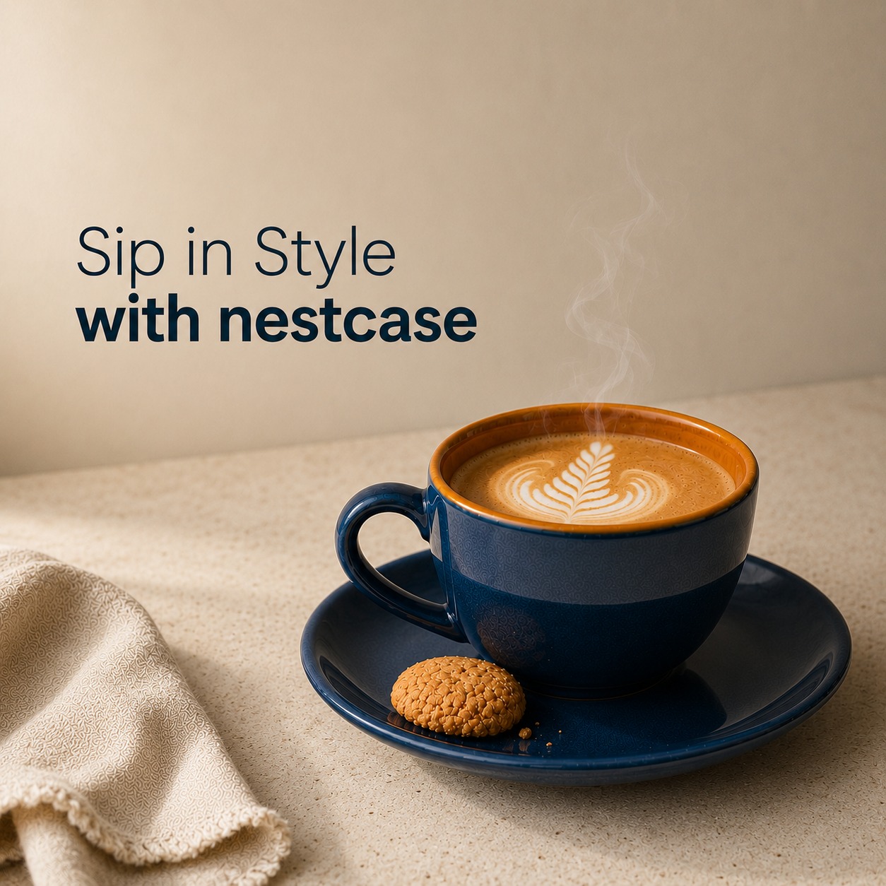 Reactive Blue - Set Of 1 Ceramic Coffee Cup & Saucer  - image 1
