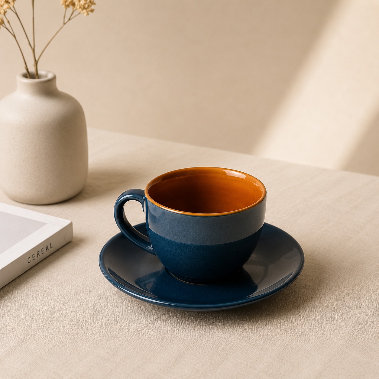 Reactive Blue - Set Of 1 Ceramic Coffee Cup & Saucer  - image 4