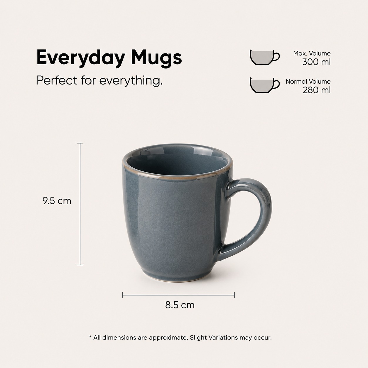 Gray Blue - Set of 2 Ceramic Coffee Mug  - image 4