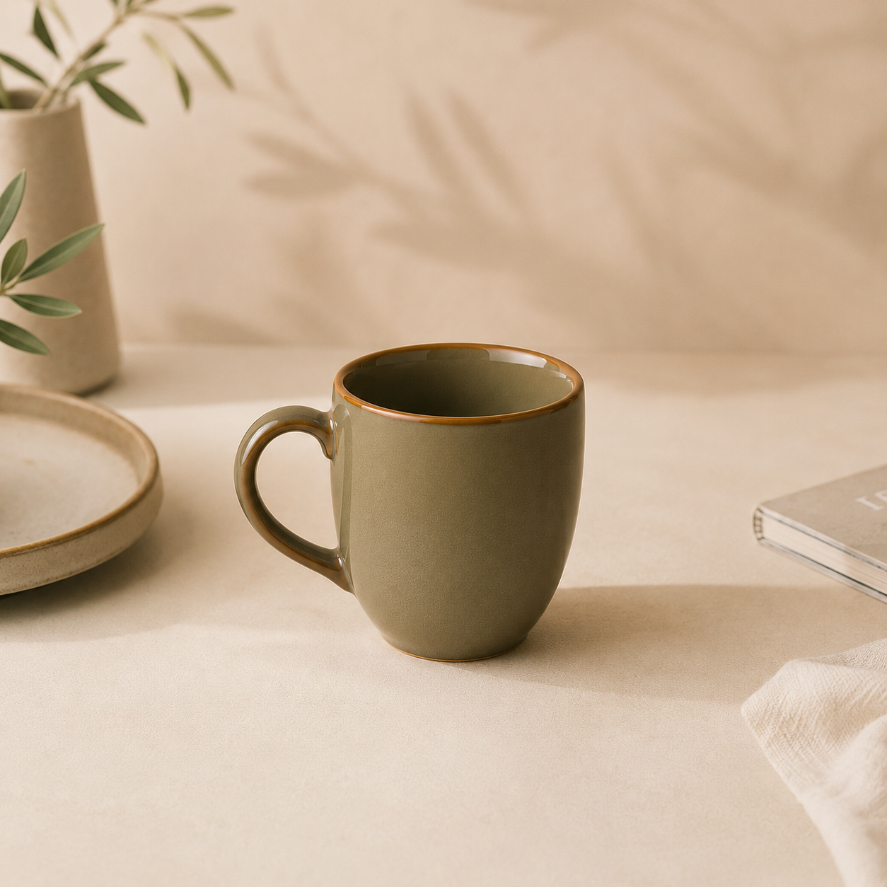 Olive Green - Set of 6 Ceramic Coffee Mug  - image 1