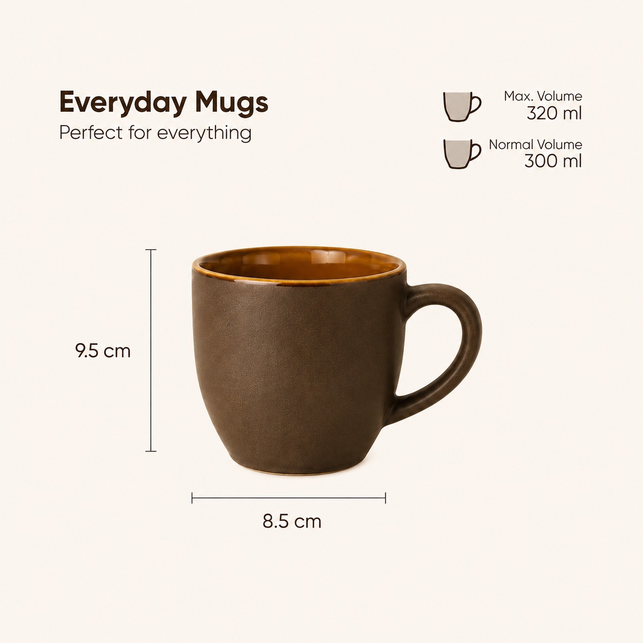 Brown - Set of 6 Ceramic Coffee Mug  - image 3