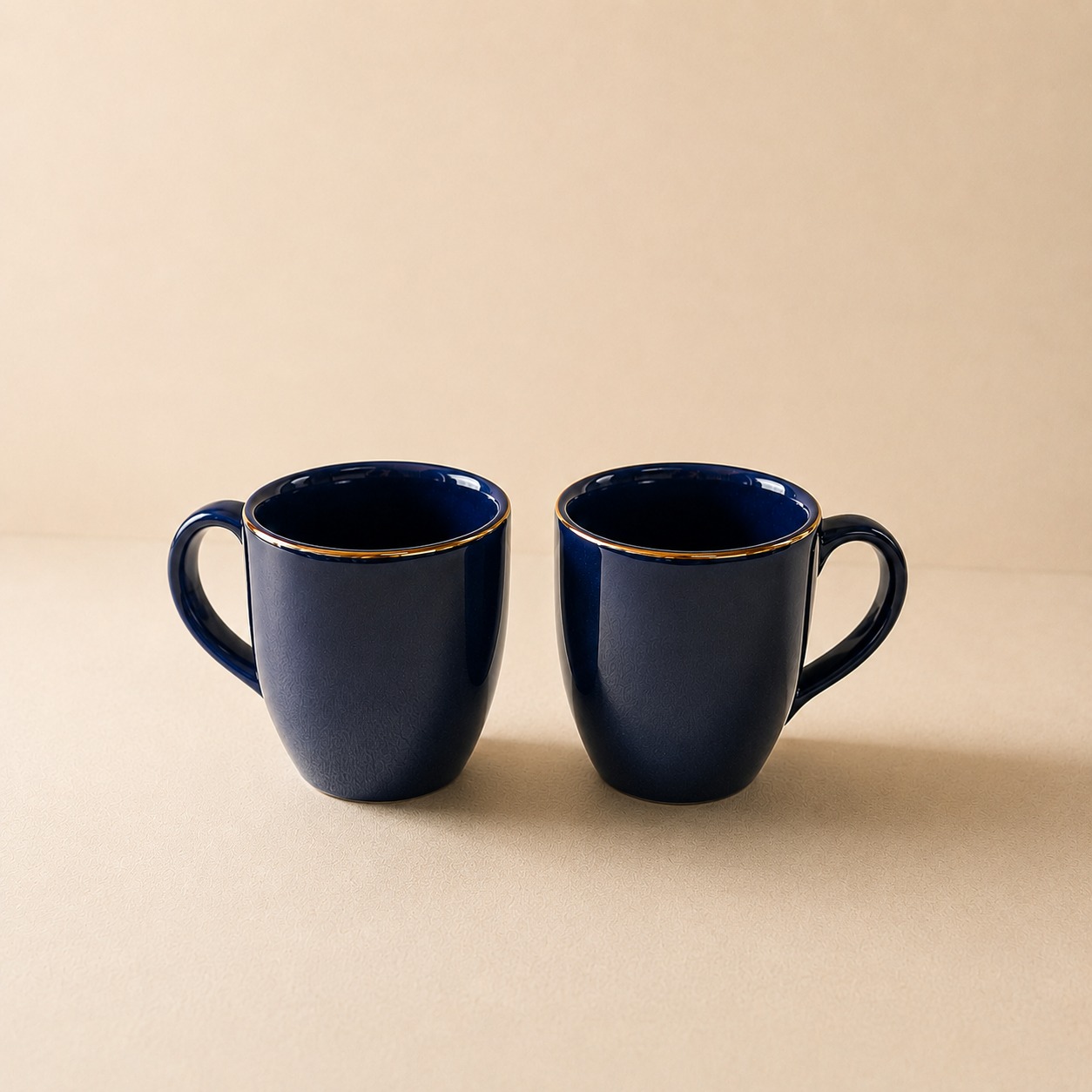 Midnight Blue with Golden Rim - Set of 2 Ceramic Coffee Mug  - image 5