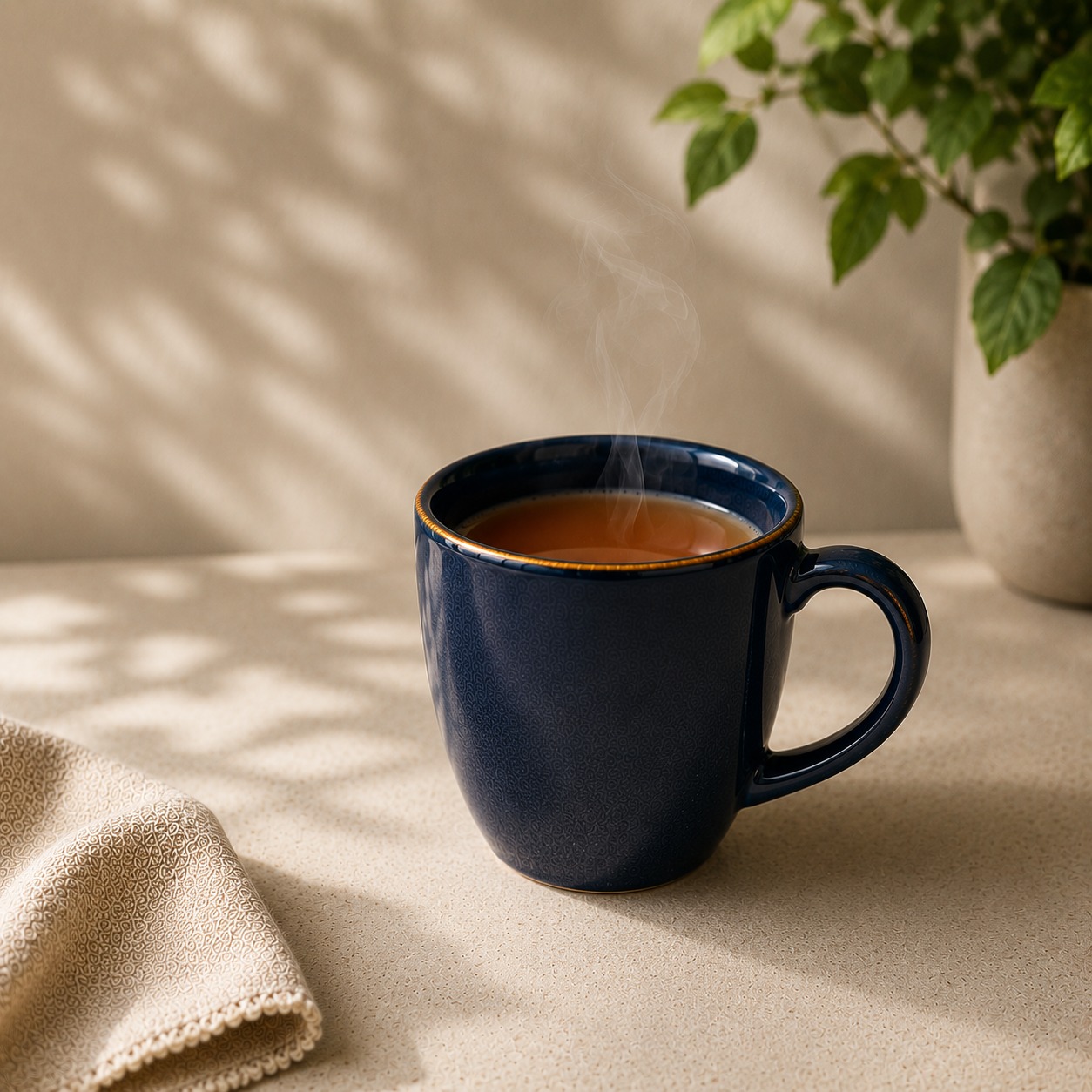 Midnight Blue with Golden Rim - Set of 2 Ceramic Coffee Mug  - image 4