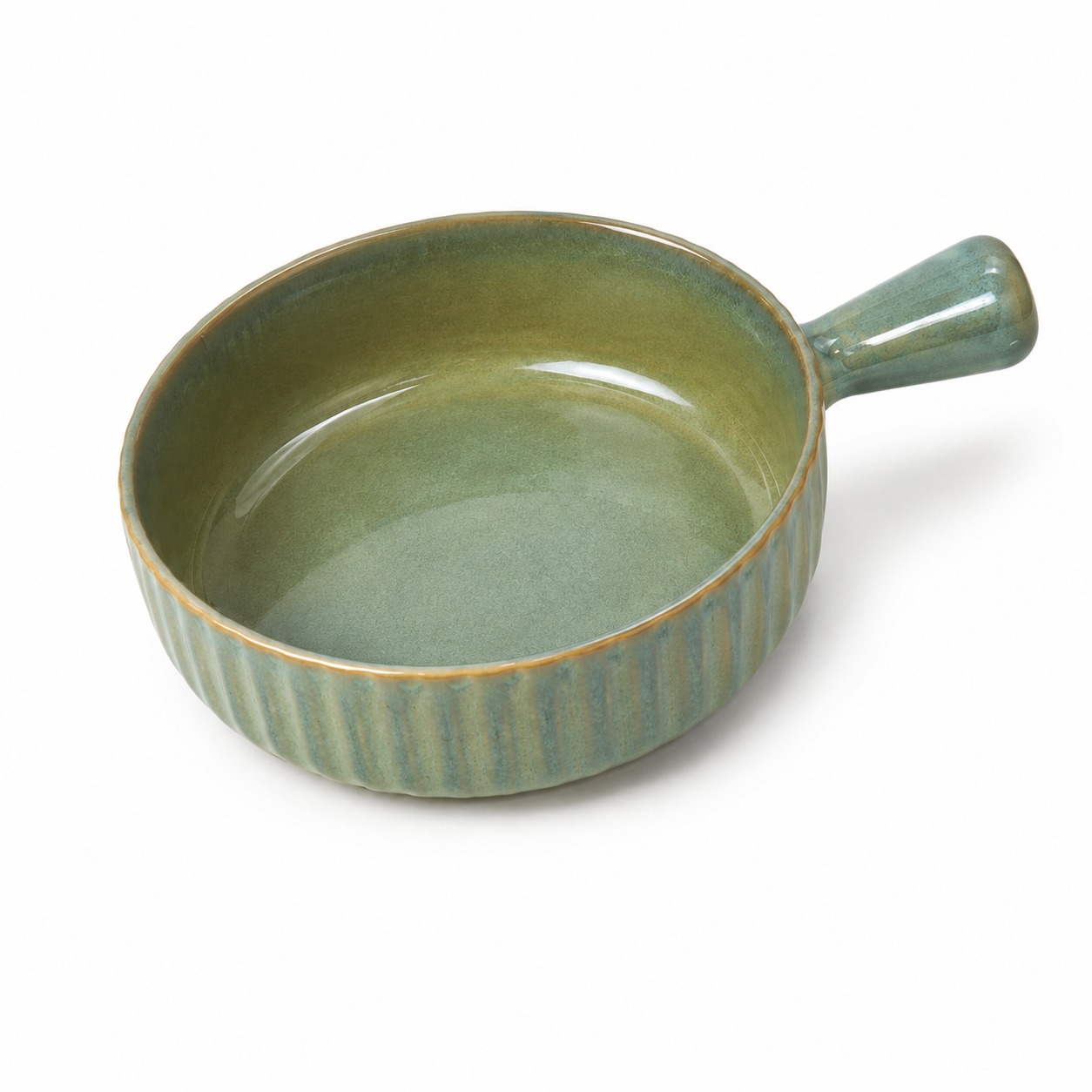 Olive Green - Porcelain Serving Bowl with Handle - 900 ML - image 4