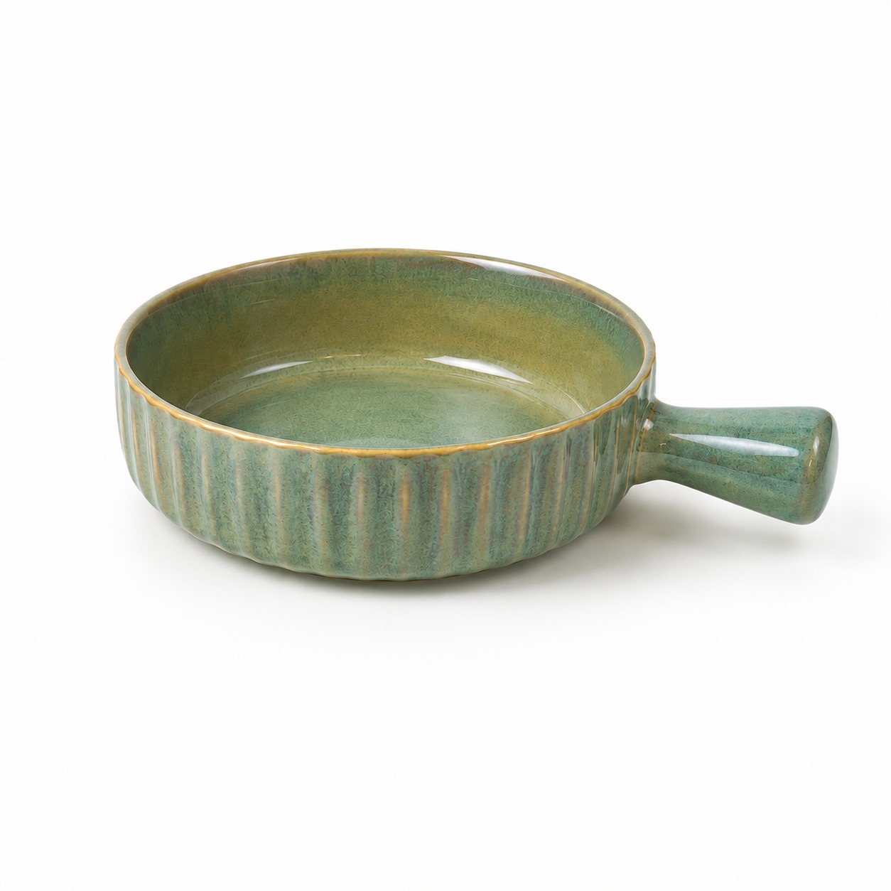 Olive Green - Porcelain Serving Bowl with Handle - 900 ML - image 2