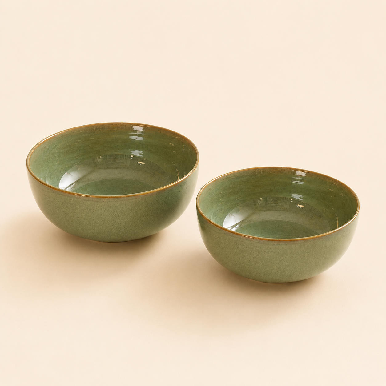 Olive Green - Set of 2 Pcs Ceramic Serving Bowls Bowls  - image 1