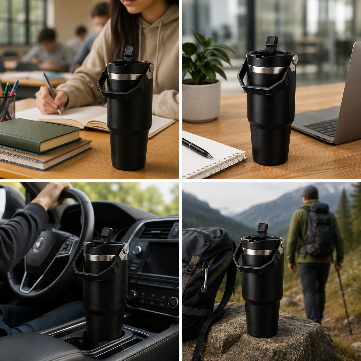  Black - 900 ML Stainless steel tumbler with Lid & Straw  - image 4