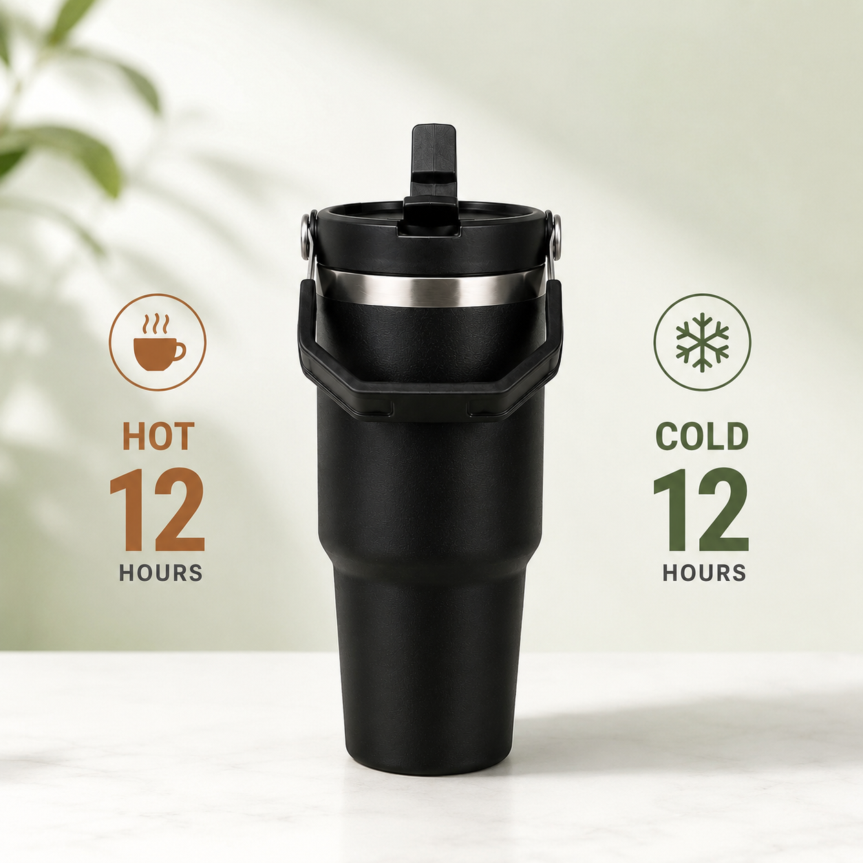  Black - 900 ML Stainless steel tumbler with Lid & Straw  - image 3