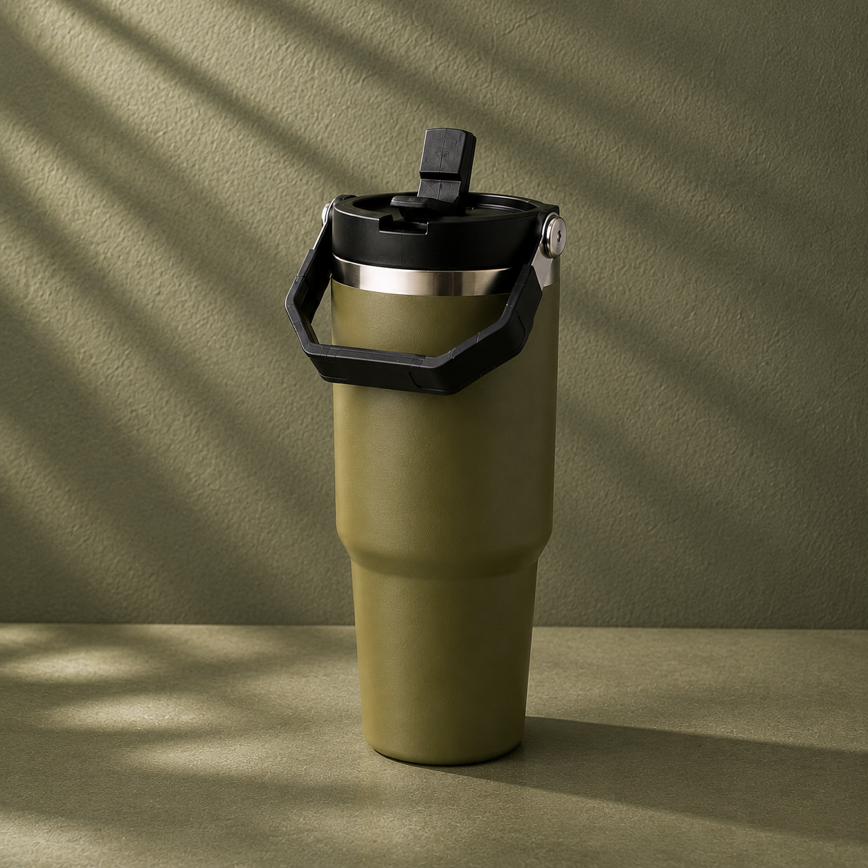 Olive Green - 900 ML Stainless steel tumbler with Lid & Straw  - image 1