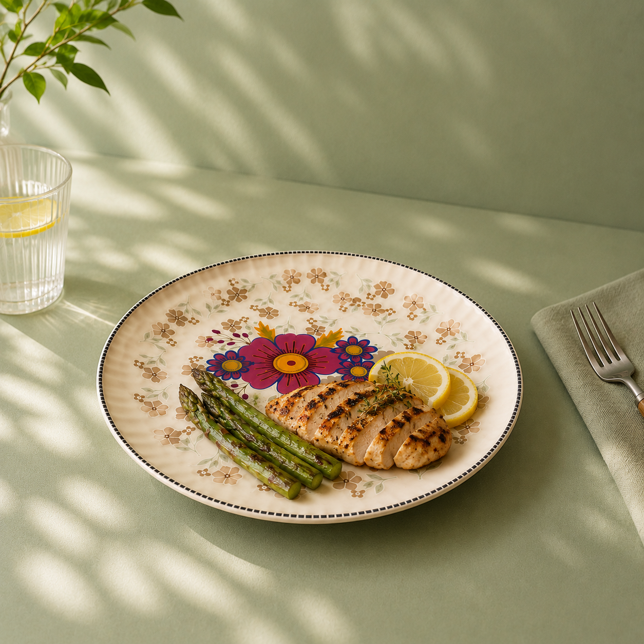 Floral White - Set of 6 Pcs Ceramic Dinner Plates - image 5