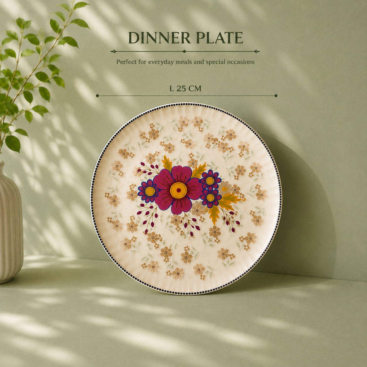 Floral White - Set of 6 Pcs Ceramic Dinner Plates - image 4