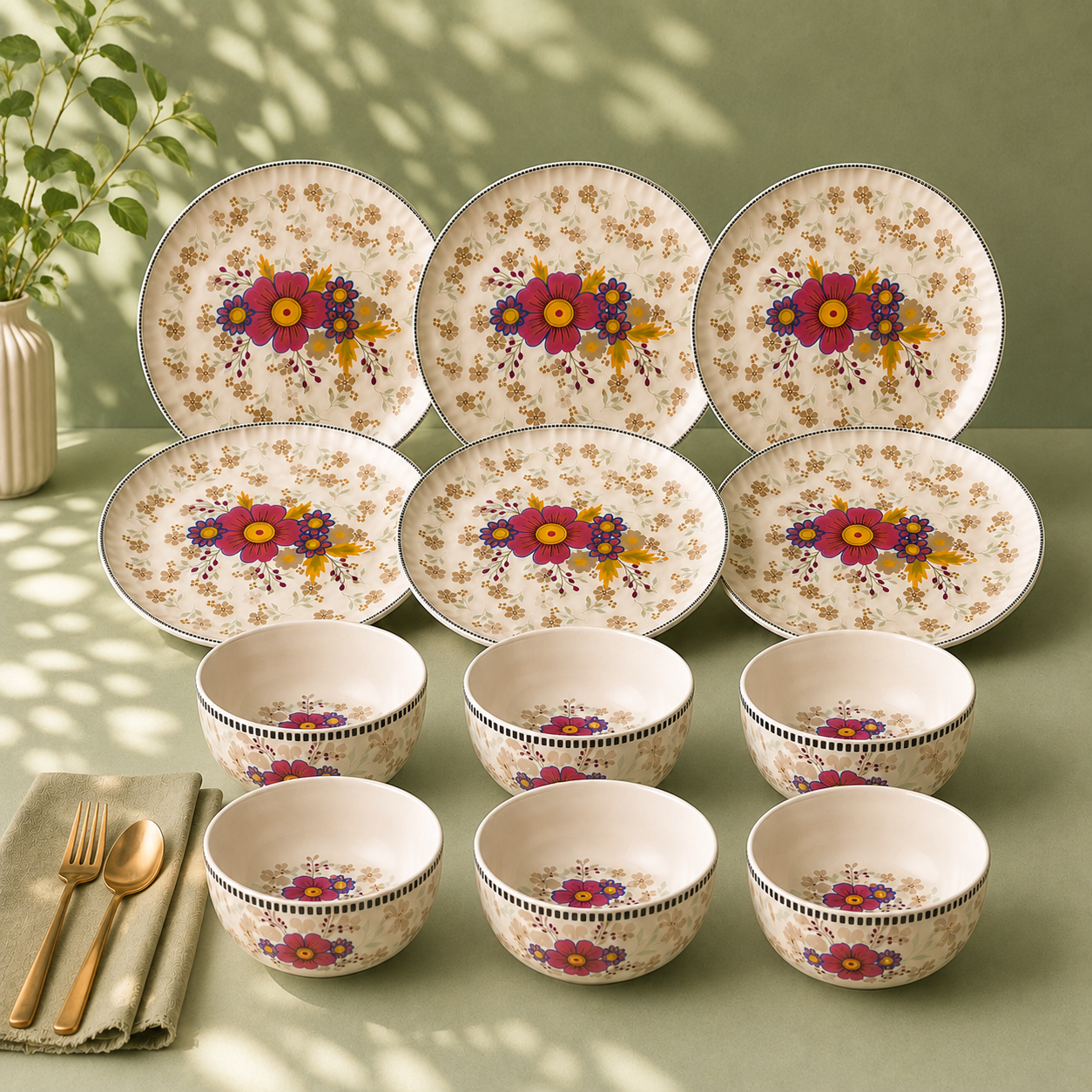 Floral White - Set of 12 Pcs Ceramic Dinner Set  - image 3