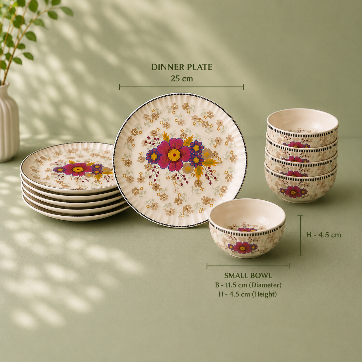 Floral White - Set of 12 Pcs Ceramic Dinner Set  - image 2