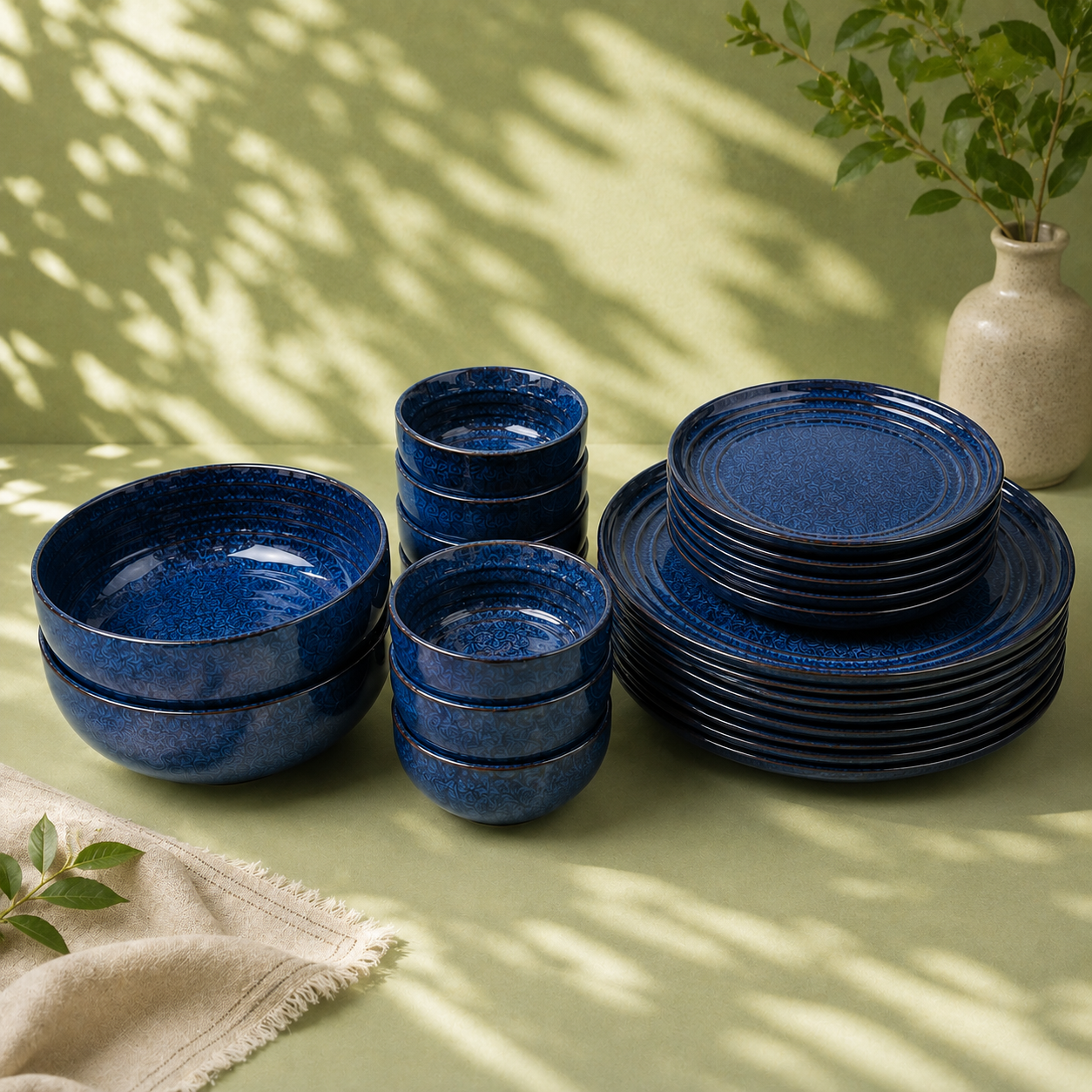 Blue - Set of 20 Pcs Ceramic Dinner Set  - image 4