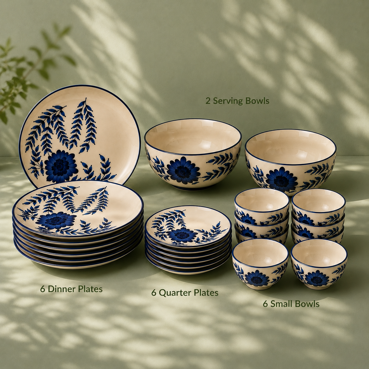 Floral Blue - Set of 20 Pcs Ceramic Dinner Set  - image 3
