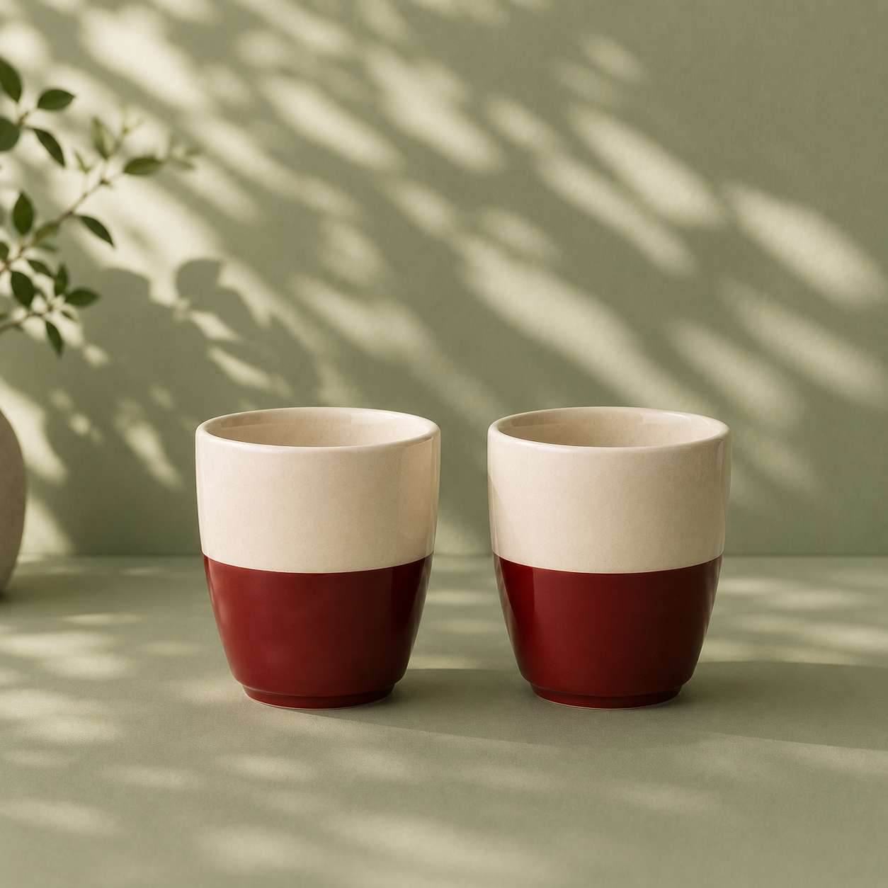 Red & Cream - Set of 2 Ceramic Kulhad/Kulhar - image 1